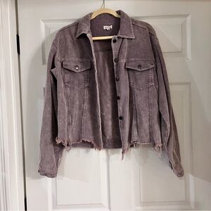 POL lavender corduroy shacket jacket oversized women’s medium cotton distressed
